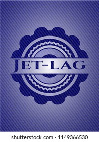 Jet-lag emblem with denim high quality background