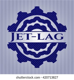 Jet-lag emblem with denim texture