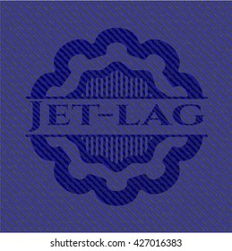 Jet-lag emblem with jean background