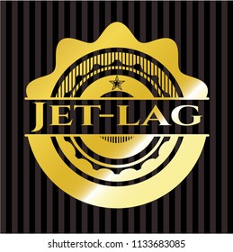 Jet-lag golden emblem or badge