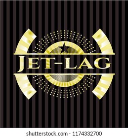 Jet-lag golden emblem or badge