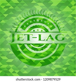 Jet-lag green emblem with mosaic background