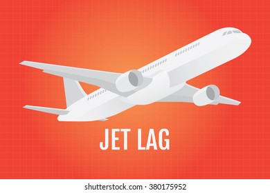 jetlag jet lag wit plane aroplance as background vector illustration