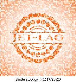 Jet-lag orange mosaic emblem with background