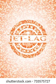 Jet-lag orange mosaic emblem with background