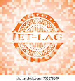 Jet-lag orange mosaic emblem with background