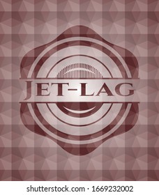 Jet-lag red seamless badge with geometric pattern.