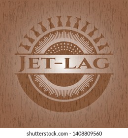 Jet-lag wooden emblem. Vector Illustration.