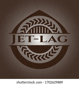 Jet-lag wooden emblem. Vintage. Vector Illustration. 