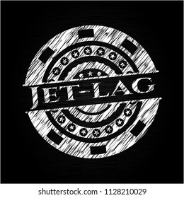 Jet-lag written with chalkboard texture
