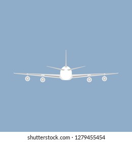 Jetliner tourism transportation illustration isolated flat icon back view. Concept track traffic plane vector