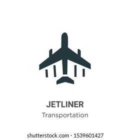 Jetliner vector icon on white background. Flat vector jetliner icon symbol sign from modern transportation collection for mobile concept and web apps design.