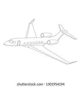 jetliner ,vector illustration ,  lining draw , profile view