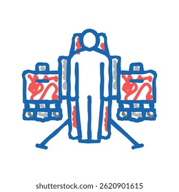 Vector de dibujo de icono de doodle de transporte de moscas Jetpack. Muestra de transporte de moscas Jetpack. Ilustración de símbolo aislado