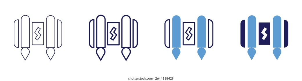 Jetpack icon in 4 different styles. Thin Line, Line, Bold Line, Duotone. Duotone style. Editable stroke.