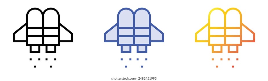 icono de jetpack. Diseño de estilo de relleno lineal, azul y degradado aislado sobre fondo blanco