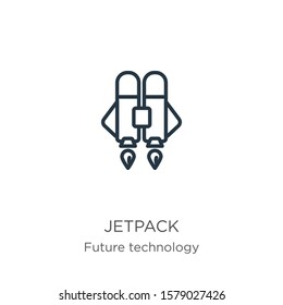 Jetpack icon. Thin linear jetpack outline icon isolated on white background from future technology collection. Line vector sign, symbol for web and mobile
