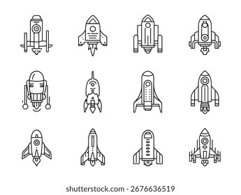 Jetpack line art ícones criativo design