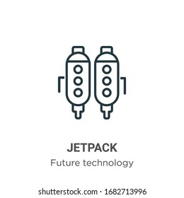Jetpack outline vector icon. Thin line black jetpack icon, flat vector simple element illustration from editable future technology concept isolated stroke on white background