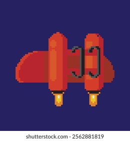 jetpack pixel art, vector illustration on isolated background.