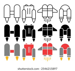Jetpack vector icon collection. vector illustration set.