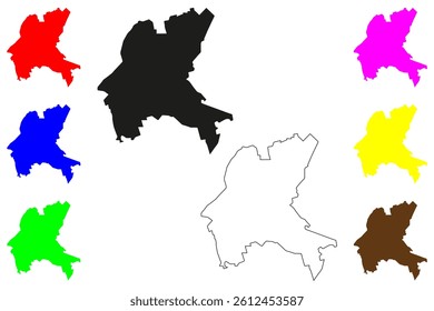 Jetpur city (Republic of India, State of Gujarat) map vector illustration, scribble sketch Jetpur Navagadh map