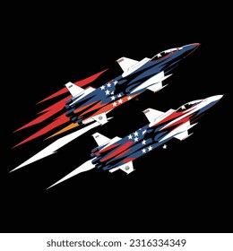  jets are dragging an american flag on a black background, fighter jets are flying in honor, Memorial Day, An American holiday