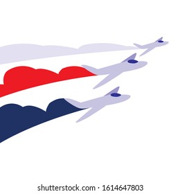 jets flying in formation on white background vector illustration design