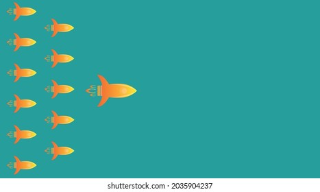 Jets on blue background , business concept.jet leading others ahead.leadership concept. Vector design EPS 10.