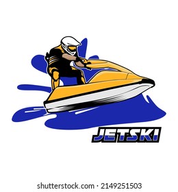 jetski illustrastion icon logo design vector