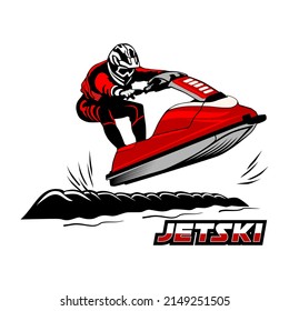 jetski illustrastion icon logo design vector