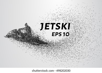 Jetski of particles. The waves rushing jetski.