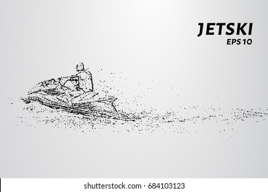 Jetski of particles. The waves rushing jetski