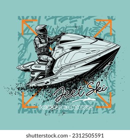 jetski racing sport, vector illustration