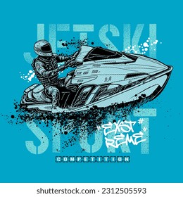 jetski racing sport, vector illustration