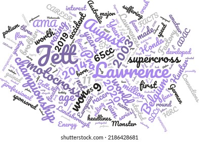 JETT LAWRENCE 9 August 2003 Word Cloud In Vector Art Creative Colourful White Back Ground