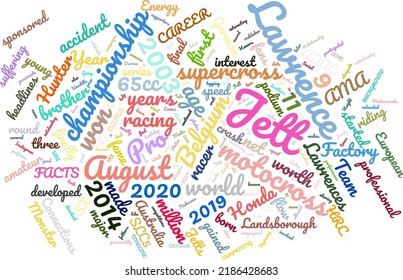 JETT LAWRENCE 9 August 2003 Word Cloud In Vector Art Creative Colourful White Back Ground