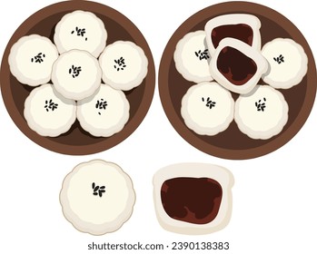 Jeungpyeon, Rice Wine Cake. Traditional Korean rice cakes. Korean dessert illustration