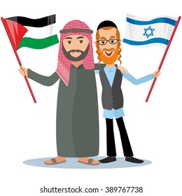 Jew with arab with flags-01