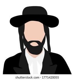 Jew with a beard in a suit. Vector image, eps 10
