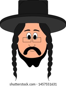 Jew with glasses, illustration, vector on white background.
