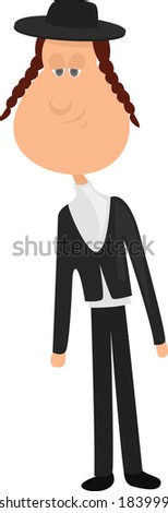 Jew with hat, illustration, vector on white background