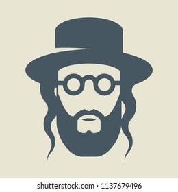 Jew with a hat, sign or symbol, vector illustration