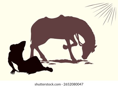 Jew human guy way attack seat ride mare pet protect arm hide eye cry pray ask Lord. East rural phobia stress shock panic ground ill sick pain hurt see danger vision retro hand drawn sketch faith art