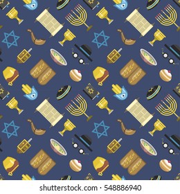 Jew icons vector seamless pattern.