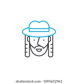 Jew linear icon concept. Jew line vector sign, symbol, illustration.