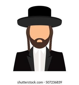 Jew orthodox icon. Jewish orthodox rabbi avatar flat vector