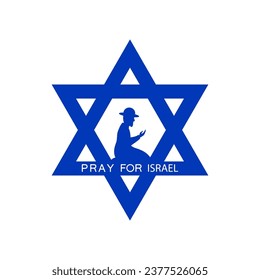 A Jew praying for Israel and the Jewish star icon.