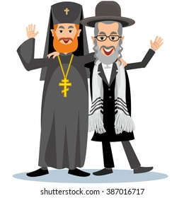 Jew Rabbi with orthodox priest