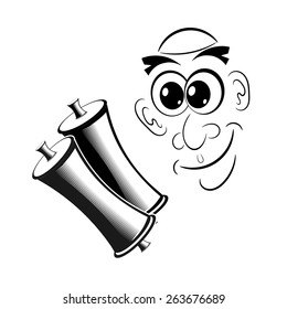 Jew with scrolls isolated on white background. Vector illustration.